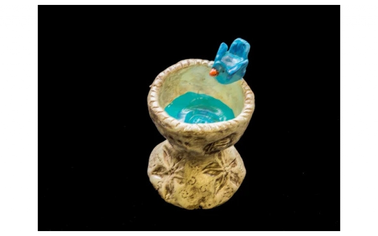 Air Dry Clay Bird Bath with Pedestal